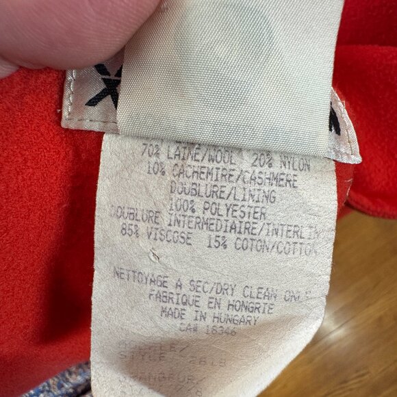 Vintage 80s coat, red, wool, nylon, cachemire, attached scarf, size 16/18 (L/XL) - Picture 16 of 16